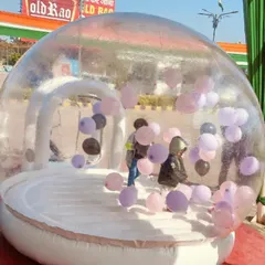 Our transparent bubble house is a huge hit at birthday parties. You can fill it with balloons, as you see here, and it creates a magical play area for kids. It's something different that your guests will definitely remember.