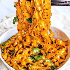 A bowl of noodles tossed in my flavourful Chilli Shrimp Oil. It's an easy way to make a restaurant-quality meal at home in minutes.