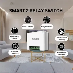 This is my Smart 2 Relay Switch, a core component of my retrofit solution. It's easy to install behind your existing switchboards and enables mobile app control, voice control, and scheduling for your lights and appliances.