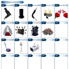 More of our special effects inventory. This includes cold pyro guns and stands, 360-degree photo booths, and various firework options to create a royal entry or a grand celebration.
