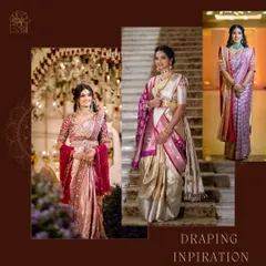 More draping inspiration for a Maharashtrian bride. I guide my clients on various draping styles that complement their chosen saree and overall bridal aesthetic.