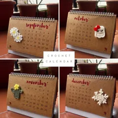 The final four months of my crochet calendar, featuring daisies, a ghost for Halloween, a cactus, and a snowflake for December. It's a gift that keeps on giving all year long.