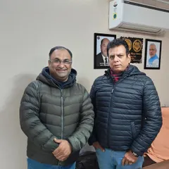 Receiving blessings from Hanshi Bharat Sharma, a legendary leader in Indian karate. The guidance and wisdom of our seniors are invaluable in our journey.
