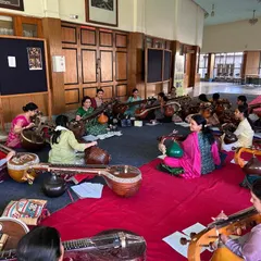 There is a special magic that happens when we all play together. This is a snapshot from our preparations for a major concert at Chowdaiah Memorial Hall, bringing together a large group of talented musicians from my Tarangini Arts Foundation.