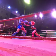 A shot of Suhana landing a clean punch during her final match at the National Kickboxing Championship. Her determination is an inspiration.