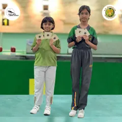 Young shooters from our K.R. Mangalam academy showing off their progress. We focus on building skills and confidence from an early age.