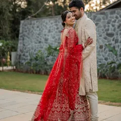 It's the quiet moments that often speak the loudest. We gently guided Tarun and Shivani into this tender pose, letting the soft light and their natural connection create a truly regal and timeless portrait.