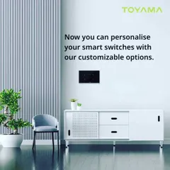Personalize your smart switches with our customizable options. This image shows how a sleek, black touch panel can integrate into a modern interior, adding a touch of sophistication while providing advanced functionality.