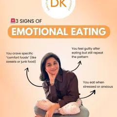 Do you eat based on your mood? This graphic outlines three key signs of emotional eating, like craving comfort foods and feeling guilty afterward. Let's break the cycle together.