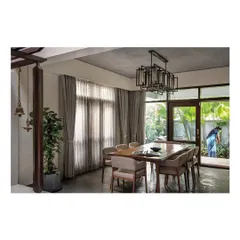 A duplicate view of the Nairy Residence dining room, emphasizing the seamless flow to the outdoor garden, a core principle in my residential designs.
