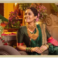 I styled this festive campaign for a leading jeweler, creating an authentic Maharashtrian look. The rich green saree and traditional gold jewelry come together to evoke a sense of 'सोनेरी सण' or a golden celebration.