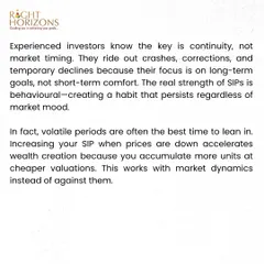 An insight from our Weekly Bulletin on the strength of SIPs during volatile periods. We explain that experienced investors focus on long-term goals and use market dips as opportunities to accumulate more units at cheaper prices.