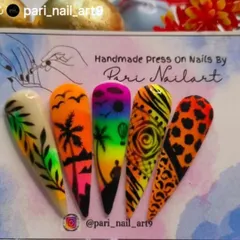 Entry number 4, a vibrant and colorful set with a mix of tropical and abstract designs. The blending is fantastic.
