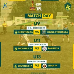 This graphic announces a full day of football action for our youth teams, showcasing our ability to coordinate matches at different times and locations.