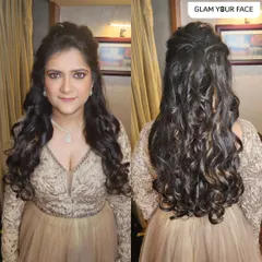 Your reception or engagement look is a chance to go full glam. I created this sultry bronze smokey eye and paired it with soft, voluminous curls. This combination is a classic for a reason and guarantees you'll be turning heads all night.
