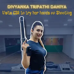 It was great to host the talented actress Divyanka Tripathi Dahiya at our range. Here she is getting ready to try her hand at pistol shooting, proving that anyone can step up and aim for the bullseye.