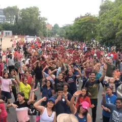 A massive crowd at the Times of India Happy Streets event in Whitefield. I love bringing music and dance to the streets of Bangalore for everyone to enjoy.