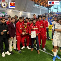 The Fair Play Award trophy held proudly by our team and founder at the MTU Cup in Germany. This award, won while competing against the world's best, is a testament to our character and sportsmanship.