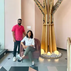 It's been a while, so we just wanted to say hello. This is us, Sonal and Aniketh, at a recently completed project site. We are the founders and lead designers at Studio Ipsa, and we pour our hearts into every space we create.