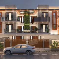This is a glimpse into a 13,000 sq. ft. residence currently in design. My goal here is to create a contemporary villa that connects with its surroundings, featuring elements like a double-height terrace and a vertical garden.