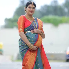 Glowing makeup for a special baby shower, or Shrimantha. I created a soft, radiant look to celebrate this mother-to-be, complementing her beautiful silk saree and ensuring she felt comfortable and beautiful.