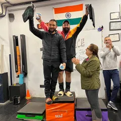 Celebrating the winners on the podium. Our community events are a great way to test your fitness in a fun and supportive environment.