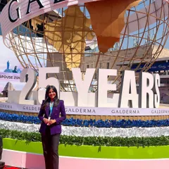 Pictured here at a display by Galderma, a global leader in dermatology, during Dermacon 2024. Staying connected with industry leaders helps me provide cutting-edge treatments.