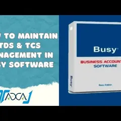 A tutorial thumbnail for managing TDS and TCS entries in Busy Accounting Software, aimed at automating the process for users.