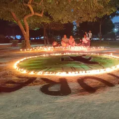 A closer look at the long jumper silhouette we made with flowers and diyas. This sport is close to my heart.
