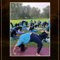 We took our practice outdoors to enjoy the fresh air while working on Chakrasana, or Wheel Pose. This deep backbend is wonderful for opening the chest and energizing the body.