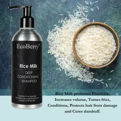 Rice Milk is an ancient beauty secret for a reason. It promotes elasticity, increases volume, tames frizz, and protects hair from damage, making it a key ingredient in our Deep Conditioning Shampoo.