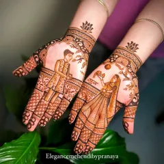 For Karwachauth, I love creating designs that tell a story of love. This piece features portrait-style figures of a husband and wife, making the fast and celebration even more personal and memorable.