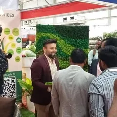 Our founder engaging with visitors at our HortiProIndia '23 exhibition stall. These events are a great opportunity for us to connect with the community and discuss the future of horticulture.