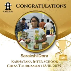 We are proud to foster talent across all categories, including a strong contingent of female players. Here, our student Sarakshi Dora celebrates her win at the Karnataka Inter-School Chess Tournament, a testament to her skill and our inclusive environment.