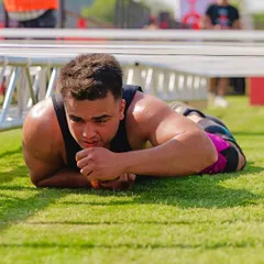 Crawling under an obstacle at The Yoddha Race. It's not just about strength; it's about agility and being able to move your body in different ways, even when you're exhausted.