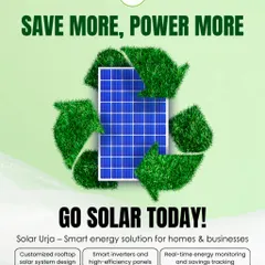Save more, power more. This graphic highlights our smart energy solutions for homes and businesses, which include customized rooftop design, smart inverters, and real-time energy monitoring.