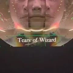 The 'Tears of Wizard' visual identity. This trippy, abstract face is part of the branding I use to create a distinct and memorable aesthetic for my performances.