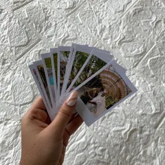 A closer look at my aesthetically pleasing Polaroid prints, fanned out to show the quality and vibrant colors. These are perfect for creating a photo wall or a memory journal.
