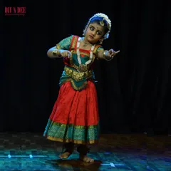 The focus and grace of our youngest performers are truly inspiring. This is one of our little stars from the Bharatanatyam batch, completely owning her moment on the 'Nritya Sanje' stage.