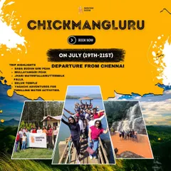 Announcing our Chikmagalur trip from Chennai. This itinerary includes highlights like Baba Budangiri Peak, Jhari Waterfalls, and thrilling water activities.