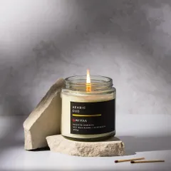 The studio's lighting and moody backdrops are perfect for creating atmospheric product shots, like this one for a scented candle, that feel both elegant and intimate.