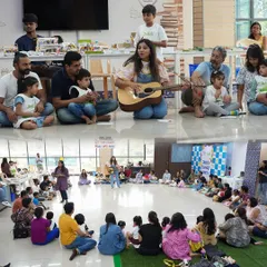Music and stories go hand-in-hand at our parties. A sing-along session brings everyone together, creating a wonderful sense of community and shared fun before we dive into our art activities.