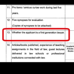 The Supreme Court now includes an option to identify as a "First Generation Lawyer" in the application for Senior Advocate designation. This is a crucial step. For those of us who built our careers without a family legacy in law, this recognition acknowledges the immense challenges we overcome.
