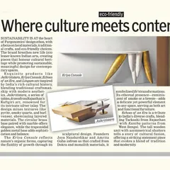 A feature on our furniture brand, Furgonomics, in Indulge Express. The article highlights our commitment to sustainable luxury and the revival of Indian crafts like Koftgiri and Jag Tarkashi.