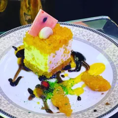 A close-up of one of our signature fusion desserts. This beautifully plated dish showcases our culinary creativity and attention to detail, combining unique flavors and textures for a truly memorable final course.