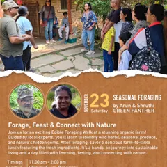 A poster for "The Greener Side," an Edible Foraging Walk and farm-to-table lunch I co-hosted at a stunning organic farm.