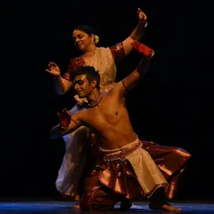 A graceful moment from 'Raag Raagini'. The swirling costume of Kathak and the structured form of Bharatanatyam create a beautiful visual contrast.
