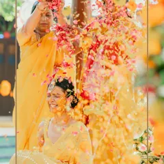 Pure, uninhibited joy is what a Haldi ceremony is all about. We love creating vibrant, fun-filled environments where families come together to celebrate, laugh, and shower the couple with blessings and flower petals.
