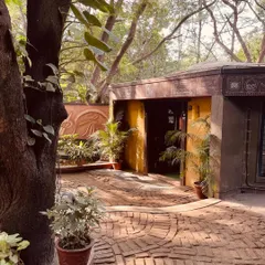 The serene entrance to Mahagami Gurukul in Aurangabad. Spaces like these, where every element breathes art, are a profound source of inspiration and a reminder of the holistic nature of a life in the arts.