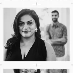 This black and white couple's portrait was designed to feel intimate and timeless. By using a shallow depth of field, I kept the focus on the woman's confident expression while keeping her partner softly in the background, adding a layer of storytelling to the image.